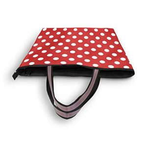 OTVEE Christmas Retro White Red Polka Dot Handbag Top Handle Tote Bag for Women - M Size