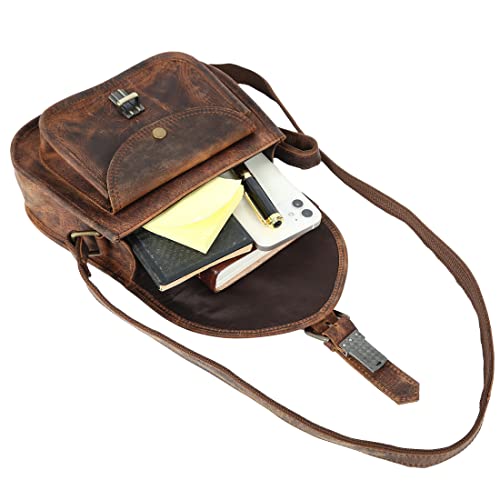 vintage crafts Buffalo Leather Crossbody Satchel Ladies Travel Women Shoulder Bag Genuine Tote Purse Dark Brown