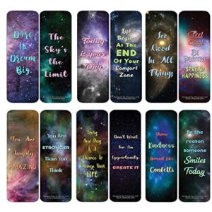 Creanoso Galaxy Motivational Bookmarks Cards Series 3 (60-Pack) - Premium Quality Gift Ideas for Children, Teens, & Adults for All Occasions - Stocking Stuffers Party Favor & Giveaways