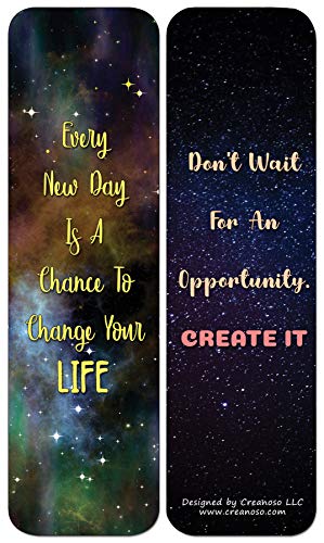 Creanoso Galaxy Motivational Bookmarks Cards Series 3 (60-Pack) - Premium Quality Gift Ideas for Children, Teens, & Adults for All Occasions - Stocking Stuffers Party Favor & Giveaways