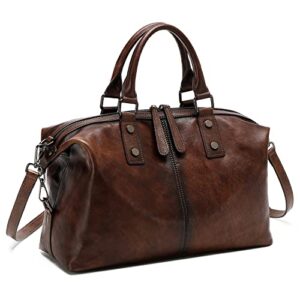 women genuine leather handbags vintage purses top handle satchel and tote crossbody shoulder bags (vintage coffee)
