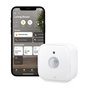eve motion – smart motion sensor with light sensor, ipx3 water resistance, notifications, automatic activation of lights and devices, no bridge required, bluetooth, thread, apple homekit