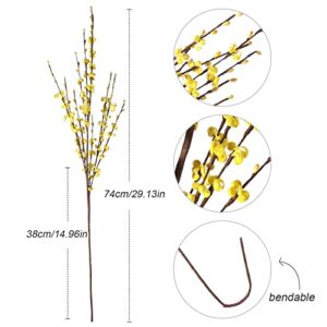 Starryle 10Pcs 29.5'' Long Artificial Flowers Stem Fake Jasmine Flower Faux Jasmines Plant for Home Bathroom Living Room Farmhouse Wedding DIY Flower Vase Decor (Yellow)