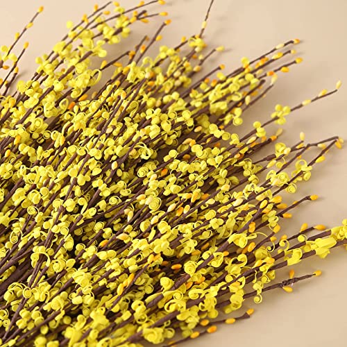 Starryle 10Pcs 29.5'' Long Artificial Flowers Stem Fake Jasmine Flower Faux Jasmines Plant for Home Bathroom Living Room Farmhouse Wedding DIY Flower Vase Decor (Yellow)