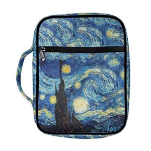 yexiatodo van gogh starry night bible covers for women kids students bible crossbody shoulder backpack with handle zippered pockets bible case with removable pen slots phone notebook