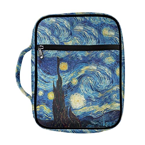 YEXIATODO Van Gogh Starry Night Bible Covers for Women Kids Students Bible Crossbody Shoulder Backpack with Handle Zippered Pockets Bible Case with Removable Pen Slots Phone Notebook