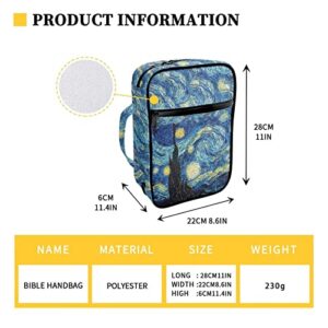 YEXIATODO Van Gogh Starry Night Bible Covers for Women Kids Students Bible Crossbody Shoulder Backpack with Handle Zippered Pockets Bible Case with Removable Pen Slots Phone Notebook