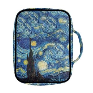 YEXIATODO Van Gogh Starry Night Bible Covers for Women Kids Students Bible Crossbody Shoulder Backpack with Handle Zippered Pockets Bible Case with Removable Pen Slots Phone Notebook