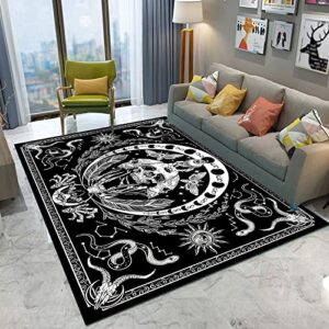 lggqqw skull carpet black and white area rug snake rug moth rug trippy skeleton carpet mandala moon phase rug for room multicolor 63*90inch