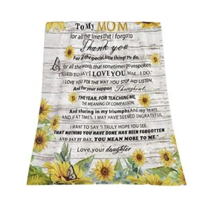 Gifts for Mom from Daughter Throw Blanket to My Mom Birthday Gifts for Mom Mother‘s’ Day Thanksgiving Christmas Day Gifts for Mom Soft Fleece Throw Mother Blanket