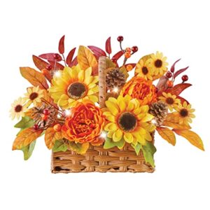 collections etc led lighted autumn floral basket decoration