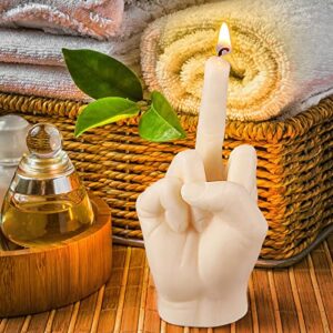 BBTO 2 Pieces Middle Finger Candles Hand Candles Victory Gesture Candle Teen Room Decor Candle Aesthetic Funny White Candle for Office, House, Room Supplies and Decorations