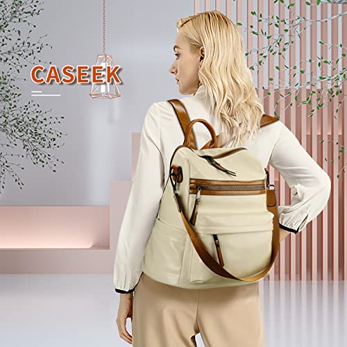 CASEEK Women Backpack Purse Fashion Leather Designer Shoulder Bags Casual Travel Bag Multipurpose Convertible Satchel Handbag