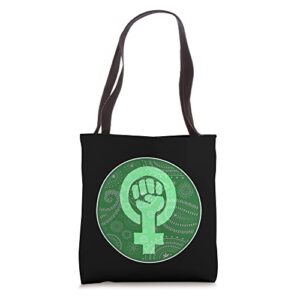abortion rights feminist fist green bandana pro choice tote bag