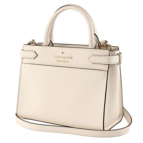 Kate Spade New York Staci Small Saffiano Leather Satchel Bag in Parchment