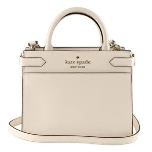 Kate Spade New York Staci Small Saffiano Leather Satchel Bag in Parchment