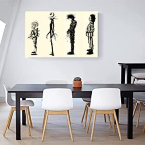 LINKING Tim Burton Movie Beetlejuice Edward Scissorhands Movie Canvas Art Wall Prints Room Decor 16inchx24inch