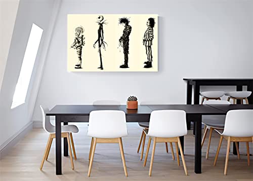 LINKING Tim Burton Movie Beetlejuice Edward Scissorhands Movie Canvas Art Wall Prints Room Decor 16inchx24inch