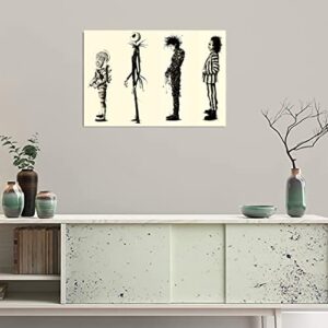 LINKING Tim Burton Movie Beetlejuice Edward Scissorhands Movie Canvas Art Wall Prints Room Decor 16inchx24inch