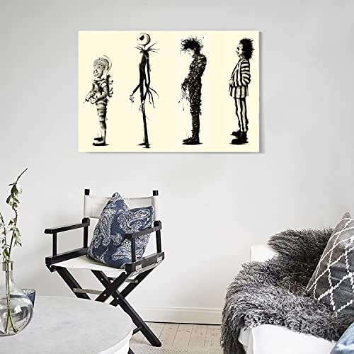 LINKING Tim Burton Movie Beetlejuice Edward Scissorhands Movie Canvas Art Wall Prints Room Decor 16inchx24inch