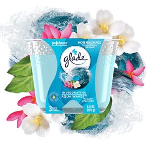 glade candle aqua waves, fragrance candle infused with essential oils, air freshener candle, 3-wick candle, 6.8 oz