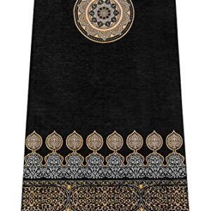 Lux Muslim Prayer Rug with Elegant Design | Janamaz | Sajadah | Soft Islamic Prayer Rug | Islamic Gifts | Prayer Carpet Mat, Chenille Fabric, Black/Model 2