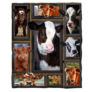 chrihome flannel blanket 3d young cow super soft plush throw blanket warm sofa couch travel bedding blankets comfy bedspread home decor blanket (90” x 70”)