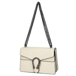 glod jorlee trendy chain crossbody shoulder bags for women – luxury leather satchel bag evening clutch purse handbags (001-off white)
