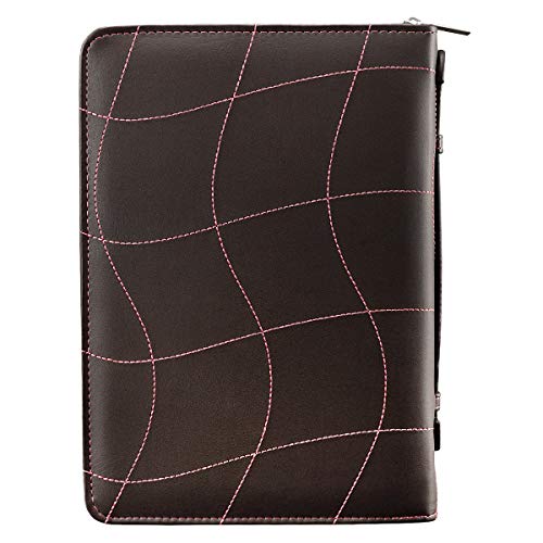 Christian Art Gifts Women's Fashion Bible Cover Love 1 Corinthians 13:4-8, Pink/Brown Faux Leather, Large