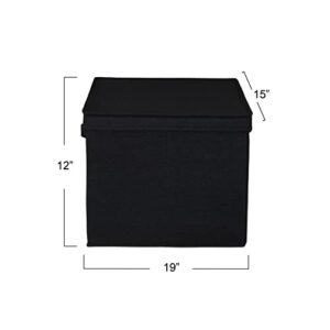 Household Essentials Wide Fabric Storage Bins with Lids, Black, Set of 2