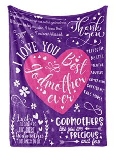 innobeta godmother gifts, fairy godmom proposal gift bed flannel plush blankets for women, friends, sister, aunt (50″x 65″) for birthday, christmas, mother’s day – purple heart