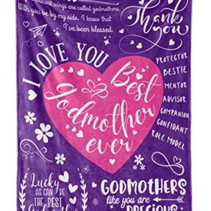 InnoBeta Godmother Gifts, Fairy Godmom Proposal Gift Bed Flannel Plush Blankets for Women, Friends, Sister, Aunt (50"x 65") for Birthday, Christmas, Mother's Day - Purple Heart