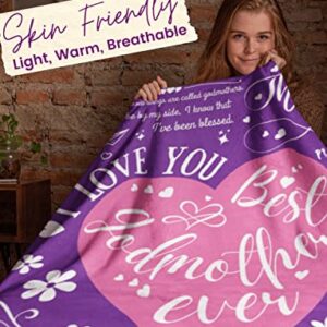 InnoBeta Godmother Gifts, Fairy Godmom Proposal Gift Bed Flannel Plush Blankets for Women, Friends, Sister, Aunt (50"x 65") for Birthday, Christmas, Mother's Day - Purple Heart