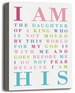 religious canvas wall art, inspirational quote bible verse wall art canvas prints poster, christian scripture print decor for girls room, bedroom, gifts for daughter women size 12×15