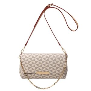crossbody bags for women fashionable designer satchel shoulder bags leather classic messenger purses handbags lightweight (beige)