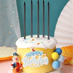 24 PCS Black Birthday Candles, Tall Glitter Cuppcake Candles Long Thin Cake Candles in Holders for Birthday Wedding Party Decorations