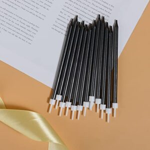 24 PCS Black Birthday Candles, Tall Glitter Cuppcake Candles Long Thin Cake Candles in Holders for Birthday Wedding Party Decorations