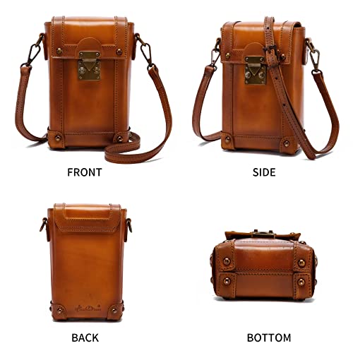 Montana West Mini Crossbody Bag for Women Genuine Leather Vintage Shoulder Bag Cell Phone Purse AR-MWG01-9062BR