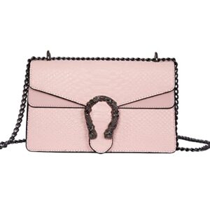 glod jorlee trendy chain crossbody bags for women – luxury snake-printed shoulder satchel bag evening clutch purse handbags (001-pink)