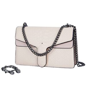 GLOD JORLEE Trendy Chain Crossbody Bags for Women - Luxury Snake-Printed Shoulder Satchel Bag Evening Clutch Purse Handbags (001-pink)