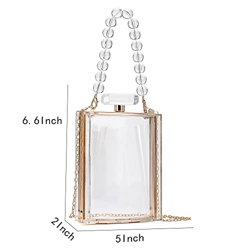 CARIEDO Acrylic Handbag Luxury Transparent Clear Clutch Bag for Women Evening Bag Handbag Purse Crossbody Shoulder Bag Party Prom (Clear 97)