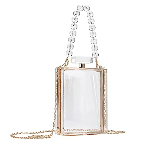 CARIEDO Acrylic Handbag Luxury Transparent Clear Clutch Bag for Women Evening Bag Handbag Purse Crossbody Shoulder Bag Party Prom (Clear 97)
