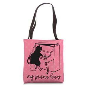 piano bag for girls books kids music piano player cat cute tote bag