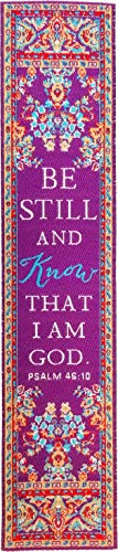 Psalm 46:10 - Bookmark-Purple, Be Still and Know That I am God, Traditional Turkish Cloth Carpet Woven Bookmark