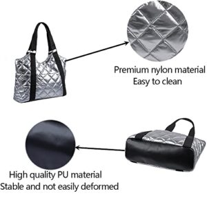 big Quilted Padding Tote Handbags Women Lightweight Padded Nylon Large Puffy Puffer purse Bag Multi Pockets shoulder bag