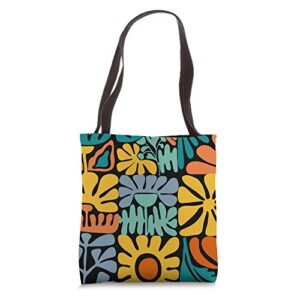 funky mid century modern polynesian luau flowers tote bag