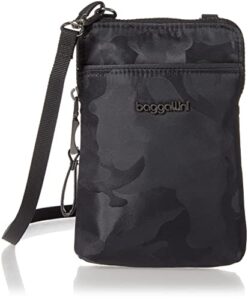 baggallini womens broadway crossbody cross body handbags, black camo jacquard, one size us