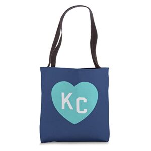kc teal blue heart kansas city i love heart kc teal blue fun tote bag