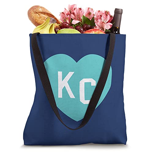 Kc Teal Blue Heart Kansas City I Love Heart Kc Teal Blue Fun Tote Bag