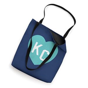 Kc Teal Blue Heart Kansas City I Love Heart Kc Teal Blue Fun Tote Bag